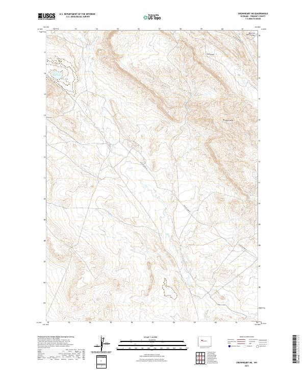 Crowheart NE topographic map thumbnail
