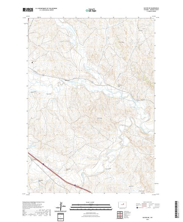 Kaycee NE 2021 topographic map thumbnail
