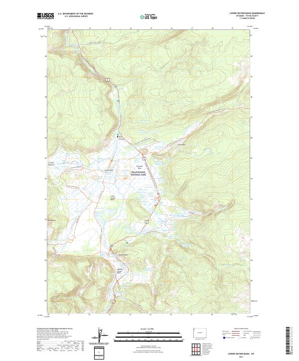 Lower Geyser Basin topographic map thumbnail
