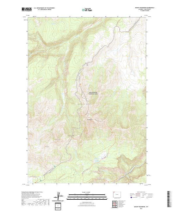 Mount Washburn 2021 topographic map thumbnail