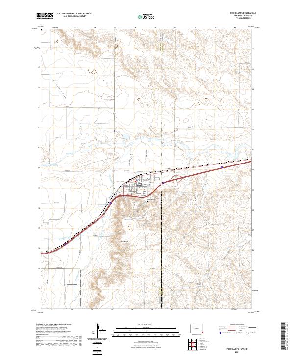 Pine Bluffs topographic map thumbnail