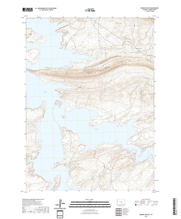 Seminoe Dam SE topographic map thumbnail