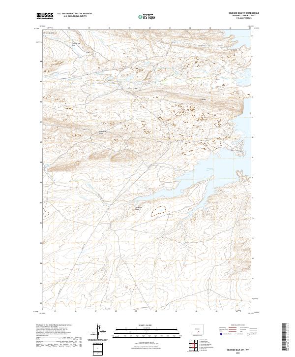 Seminoe Dam SW topographic map thumbnail