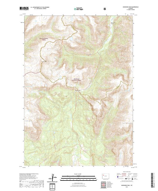 Shoshone Pass topographic map thumbnail