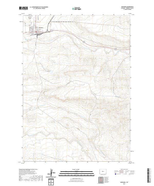 Shoshoni 2021 topographic map thumbnail