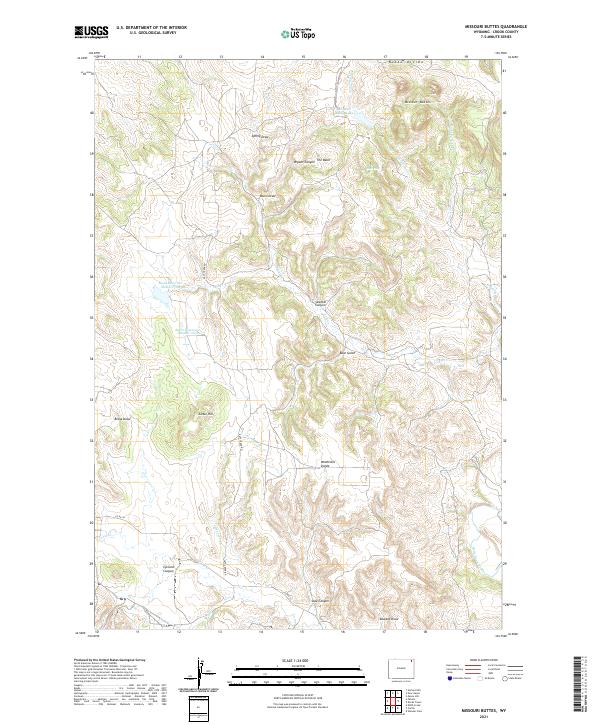 Missouri Buttes topographic map thumbnail