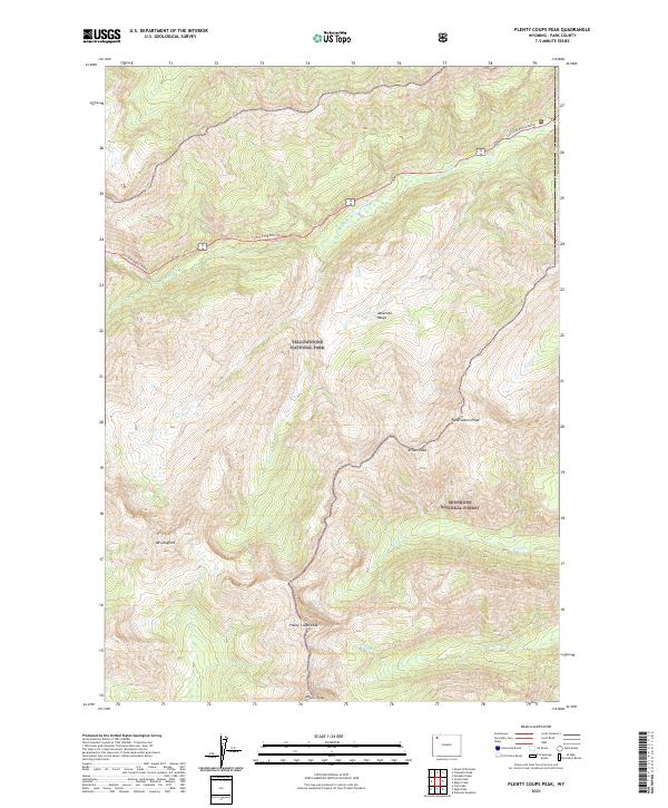 Plenty Coups Peak topographic map thumbnail