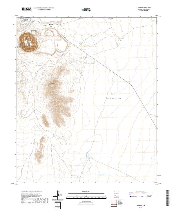 Ajo South 2021 topographic map thumbnail