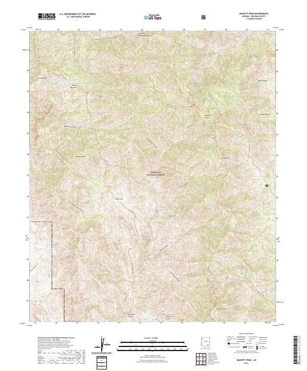 Bassett Peak 2021 topographic map thumbnail