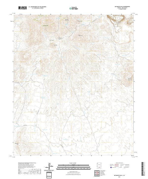 Batamote Hills topographic map thumbnail