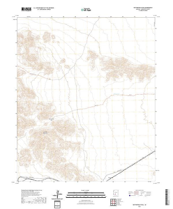 Butterfield Pass topographic map thumbnail