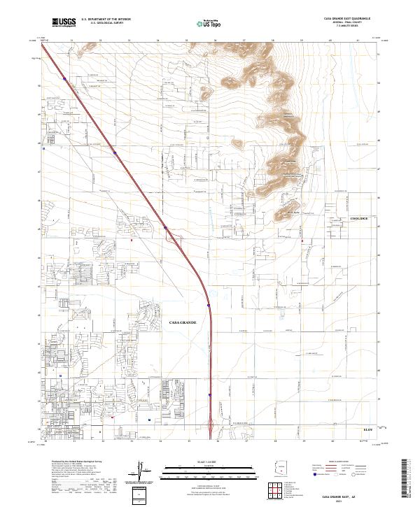 Casa Grande East 2021 topographic map thumbnail