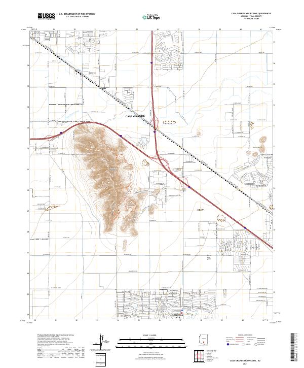 Casa Grande Mountains 2021 topographic map thumbnail