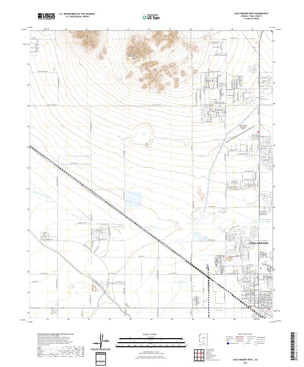 Casa Grande West 2021 topographic map thumbnail