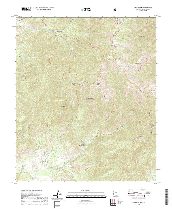 Chiricahua Peak topographic map thumbnail
