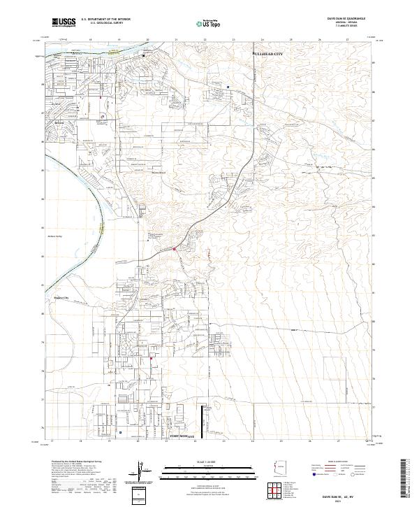Davis Dam SE 2021 topographic map thumbnail