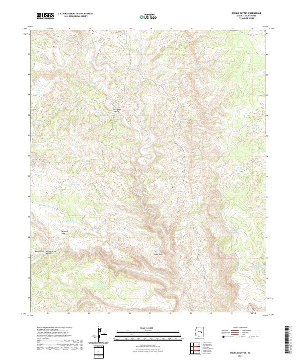 Double Buttes 2021 topographic map thumbnail