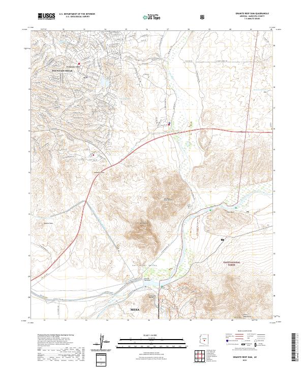 Granite Reef Dam topographic map thumbnail