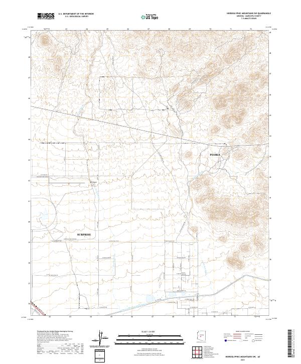 Hieroglyphic Mountains SW topographic map thumbnail