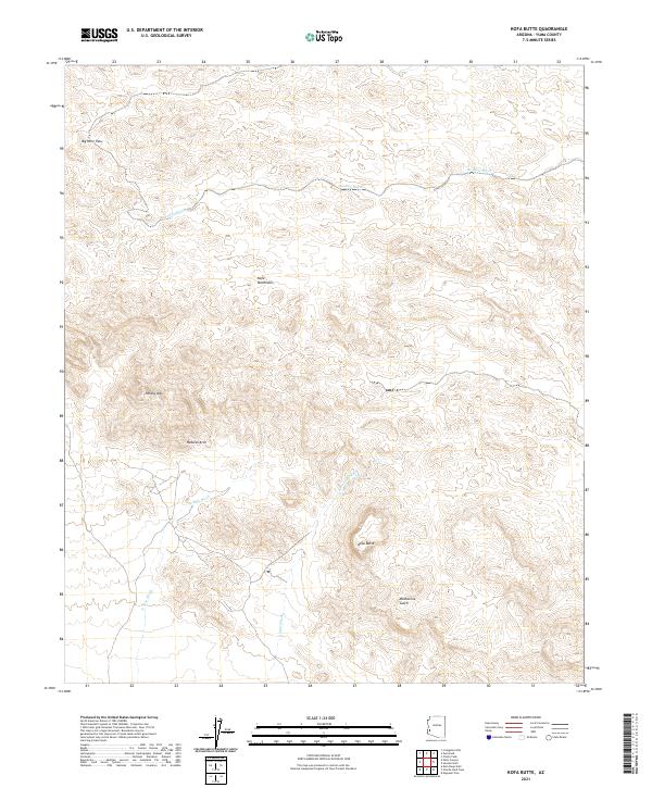 Kofa Butte 2021 topographic map thumbnail