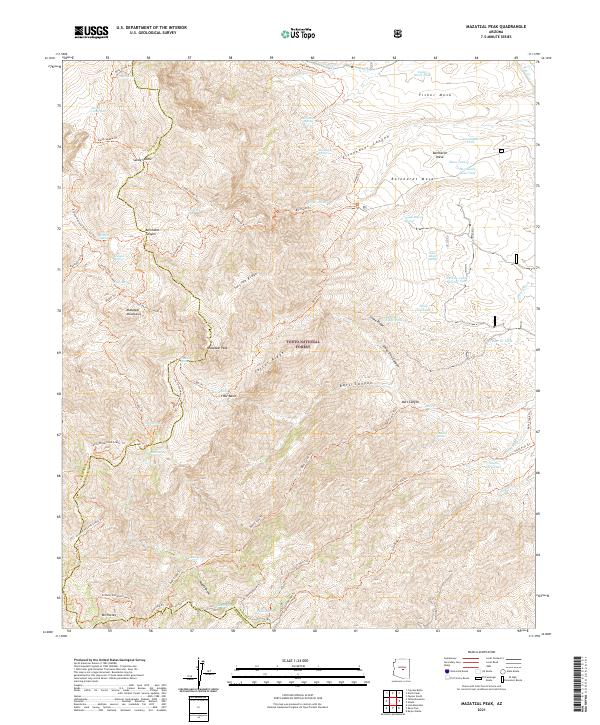 Mazatzal Peak topographic map thumbnail