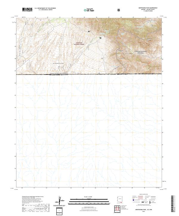 Montezuma Pass topographic map thumbnail