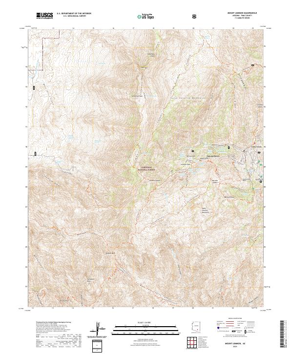 Mount Lemmon topographic map thumbnail
