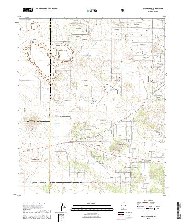 Ortega Mountain topographic map thumbnail