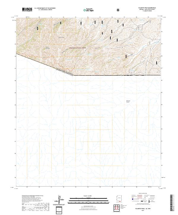 Pajarito Peak topographic map thumbnail