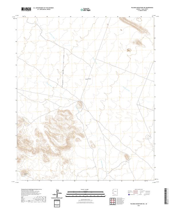 Palomas Mountains NE topographic map thumbnail