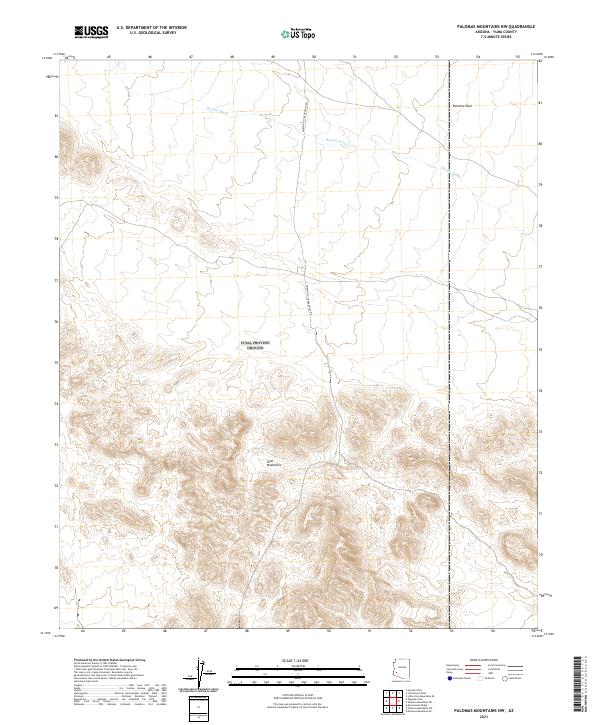 Palomas Mountains NW 2021 topographic map thumbnail