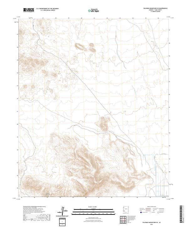 Palomas Mountains SE 2021 topographic map thumbnail