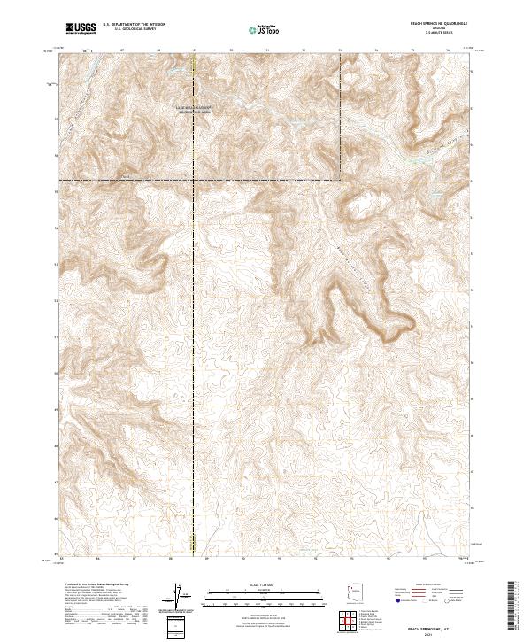 Peach Springs NE topographic map thumbnail