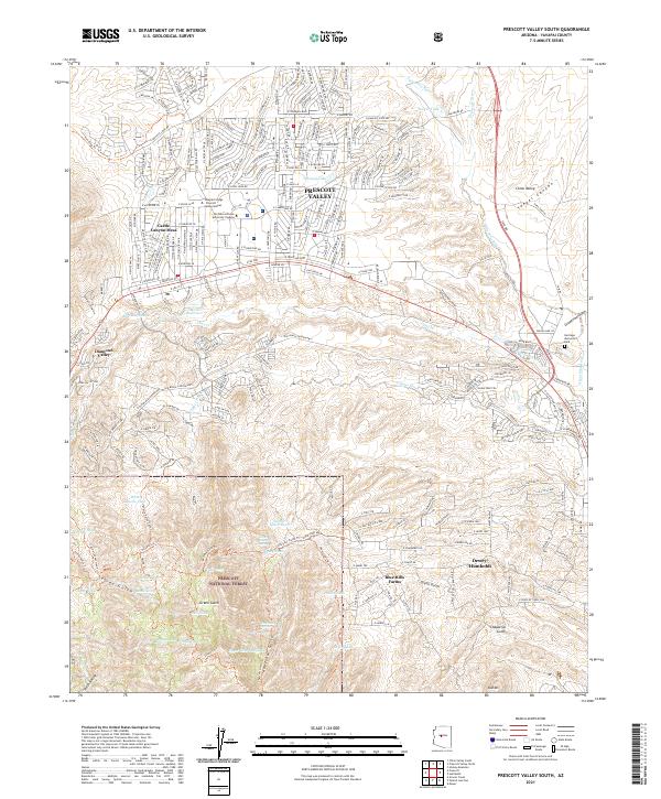 Prescott Valley South 2021 topographic map thumbnail