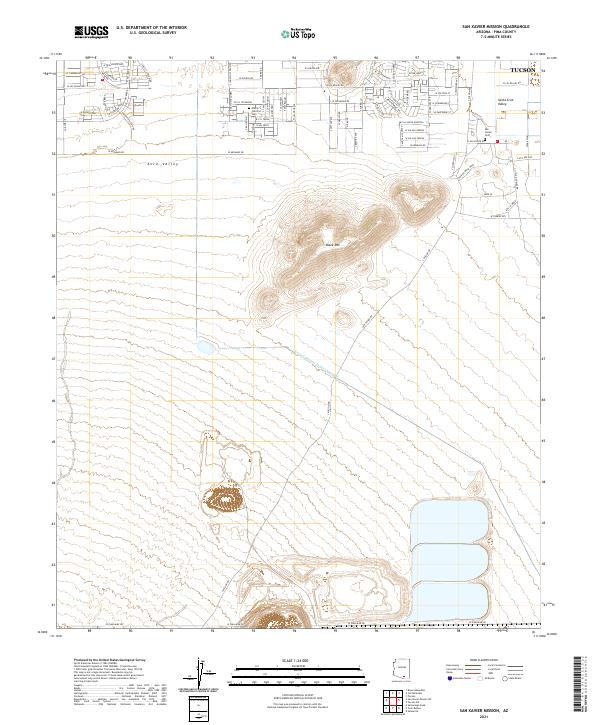 San Xavier Mission 2021 topographic map thumbnail