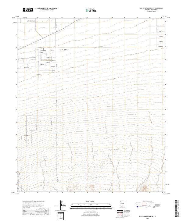 San Xavier Mission SW topographic map thumbnail