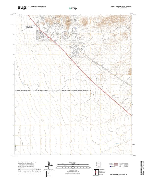 Superstition Mountains SW topographic map thumbnail