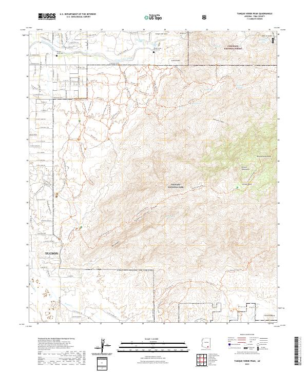 Tanque Verde Peak topographic map thumbnail