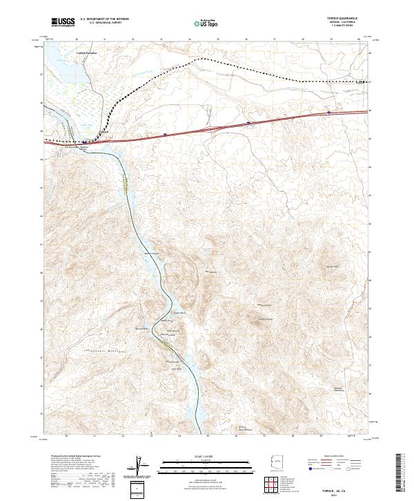 Topock 2021 topographic map thumbnail