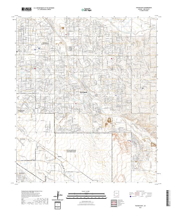 Tucson East 2021 topographic map thumbnail