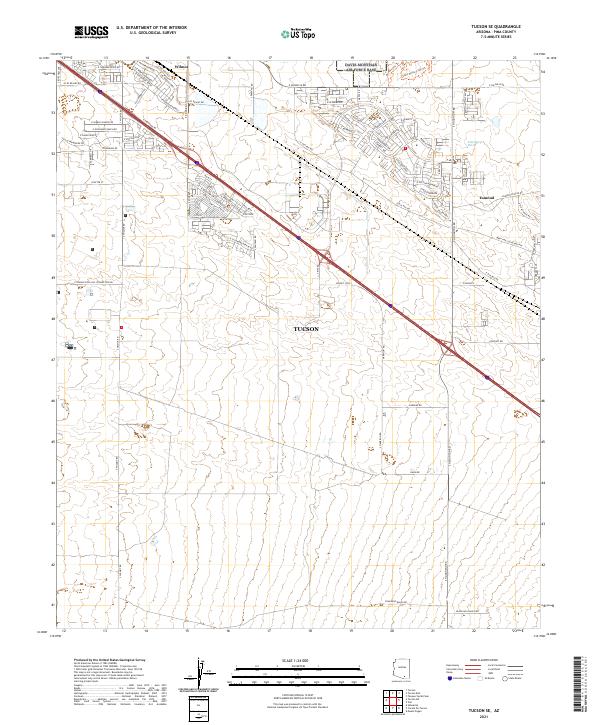 Tucson SE topographic map thumbnail