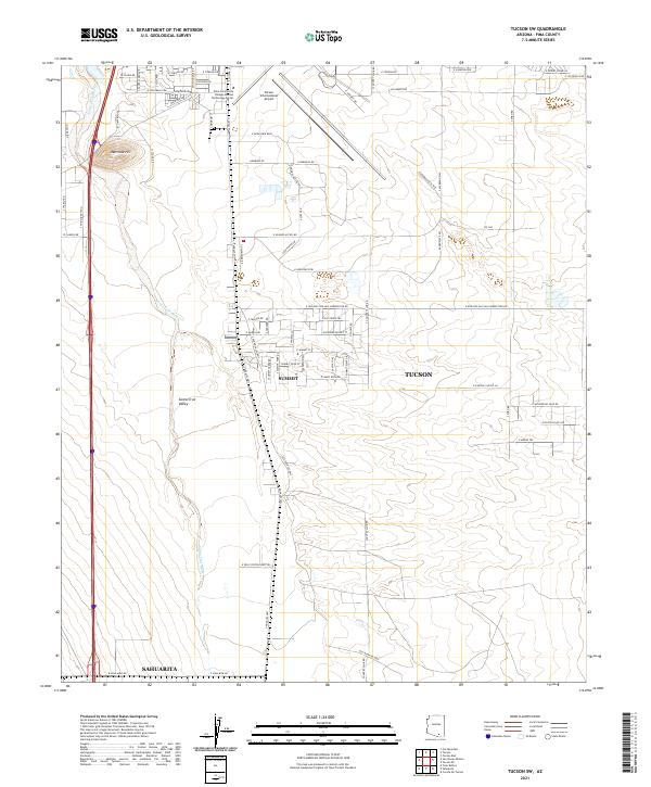 Tucson SW 2021 topographic map thumbnail