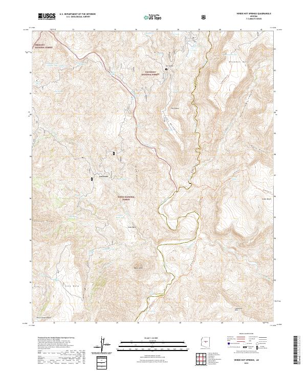 Verde Hot Springs 2021 topographic map thumbnail