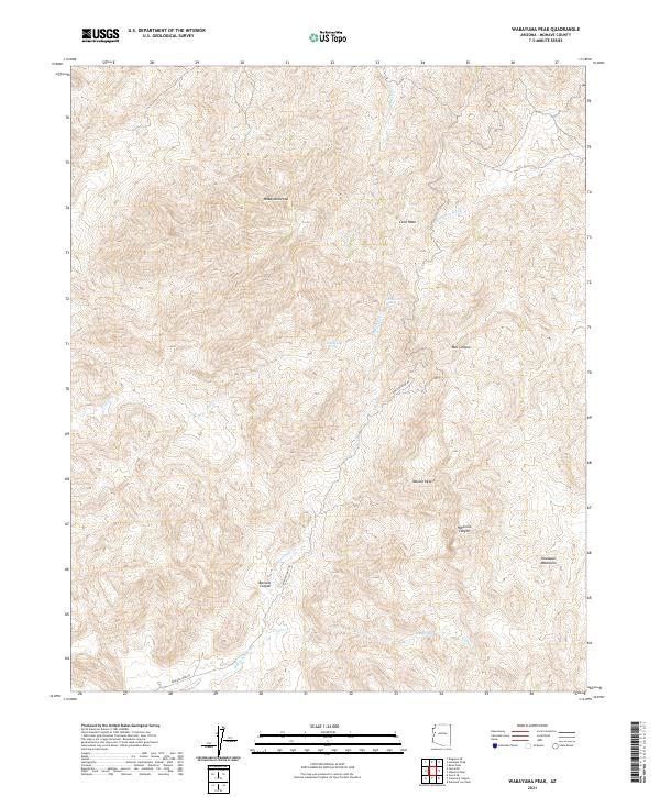 Wabayuma Peak 2021 topographic map thumbnail