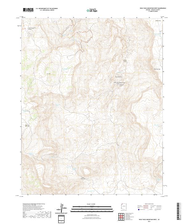Wolf Hole Mountain West 2021 topographic map thumbnail