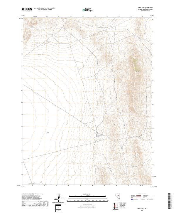 Beck Pass topographic map thumbnail