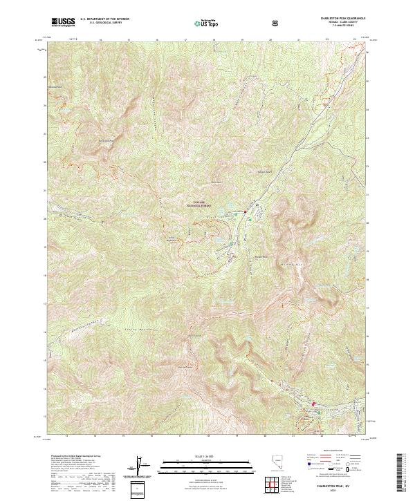 Charleston Peak topographic map thumbnail