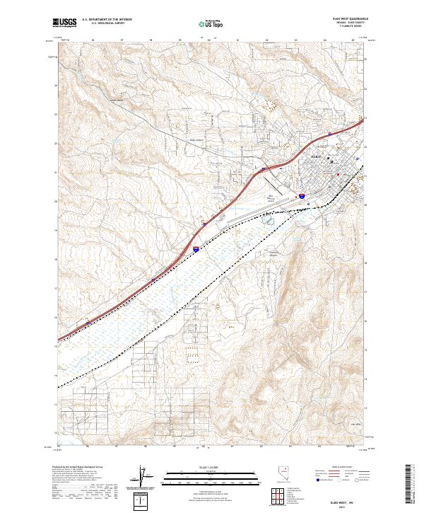 Elko West 2021 topographic map thumbnail