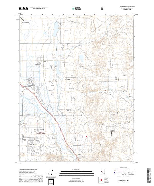Gardnerville 2021 topographic map thumbnail