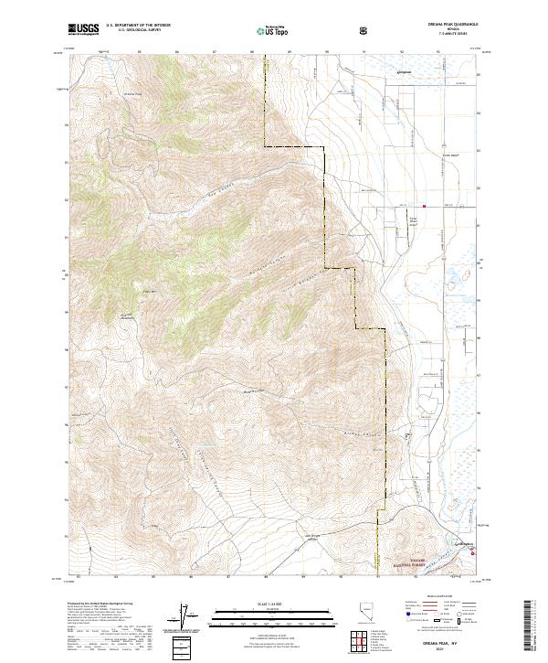Oreana Peak 2021 topographic map thumbnail